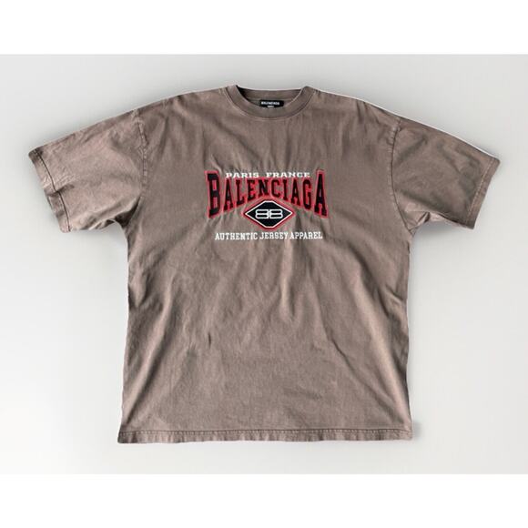 Genuine Balenciaga Back Logo Regular Fit Vintage T-shirt Brown Metal Size Large - Picture 2 of 11